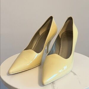 CELINE Timeless Cream Patent Pointed-Toe Women's Pumps